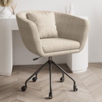 ALMOST PERFECT - Beige Boucle Office Chair with Cushion - Harris ALMOST PERFECT - Beige Boucle Office Chair with Cushion - Harris