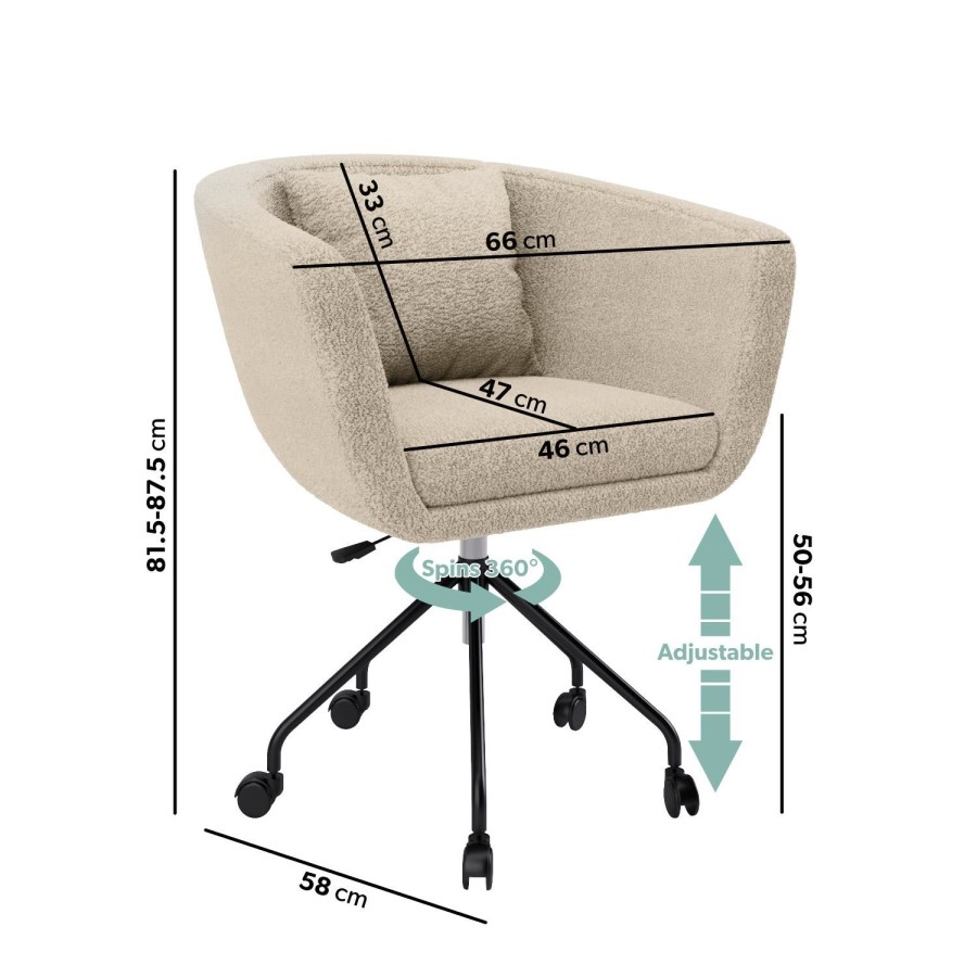 ALMOST PERFECT - Beige Boucle Office Chair with Cushion - Harris