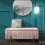 End-of-Bed Ottoman Storage Bench in Pink Pleated Velvet with Gold Legs - Harriet