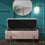 End-of-Bed Ottoman Storage Bench in Pink Pleated Velvet with Gold Legs - Harriet
