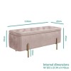 End-of-Bed Ottoman Storage Bench in Pink Pleated Velvet with Gold Legs - Harriet