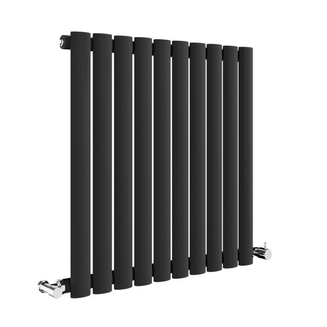 Sorrento Midnight Black Horizontal Oval Designer Radiator 600x590mm Single Panel 1576 BTU