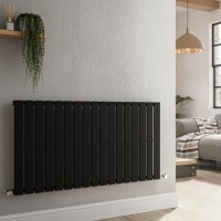 Riace Midnight Black Horizontal Flat Designer Radiator 600x1156mm Single Panel 2701 BTU