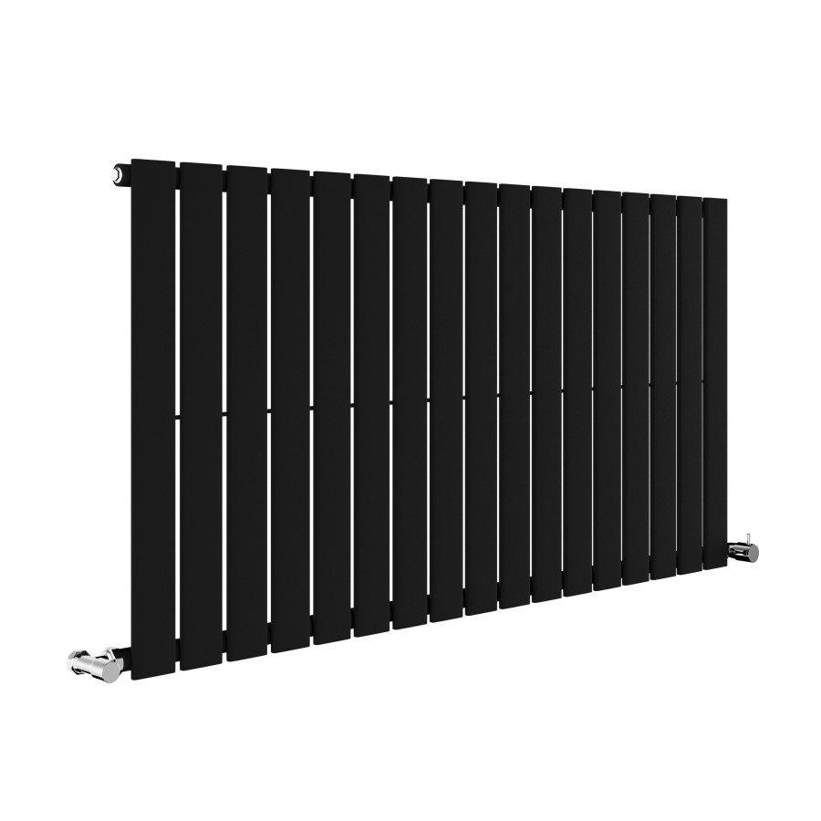 Riace Midnight Black Horizontal Flat Designer Radiator 600x1156mm Single Panel 2701 BTU