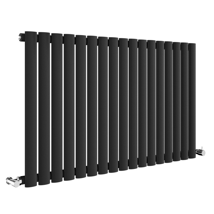 Sorrento Midnight Black Horizontal Oval Designer Radiator 600x1003mm Single Panel 2679 BTU