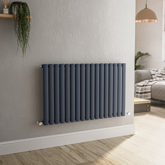 Sorrento Anthracite Horizontal Oval Designer Radiator 600x1003mm Single Panel 2679 BTU