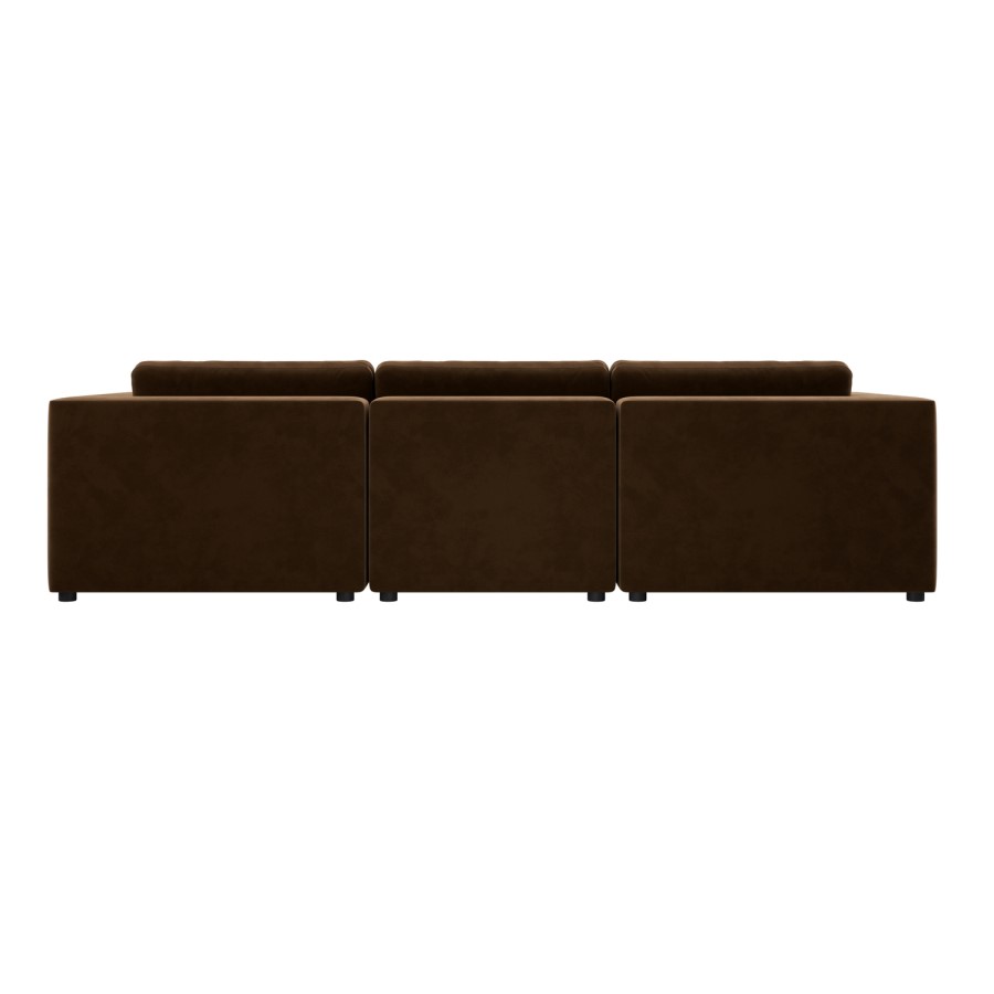 GRADE A2 - Chocolate Brown Velvet 4-Seater L-Shape Corner Sofa with Reversible Chaise - Hudson