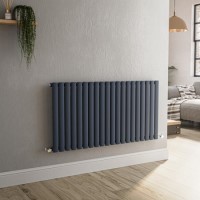 Sorrento Anthracite Horizontal Oval Designer Radiator 600x1180mm Single Panel 3152 BTU