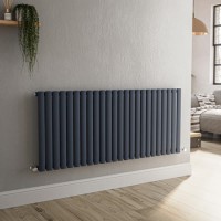 Sorrento Anthracite Horizontal Oval Designer Radiator 600x1416mm Single Panel 3783 BTU Sorrento Anthracite Horizontal Oval Designer Radiator 600x1416mm Single Panel 3783 BTU