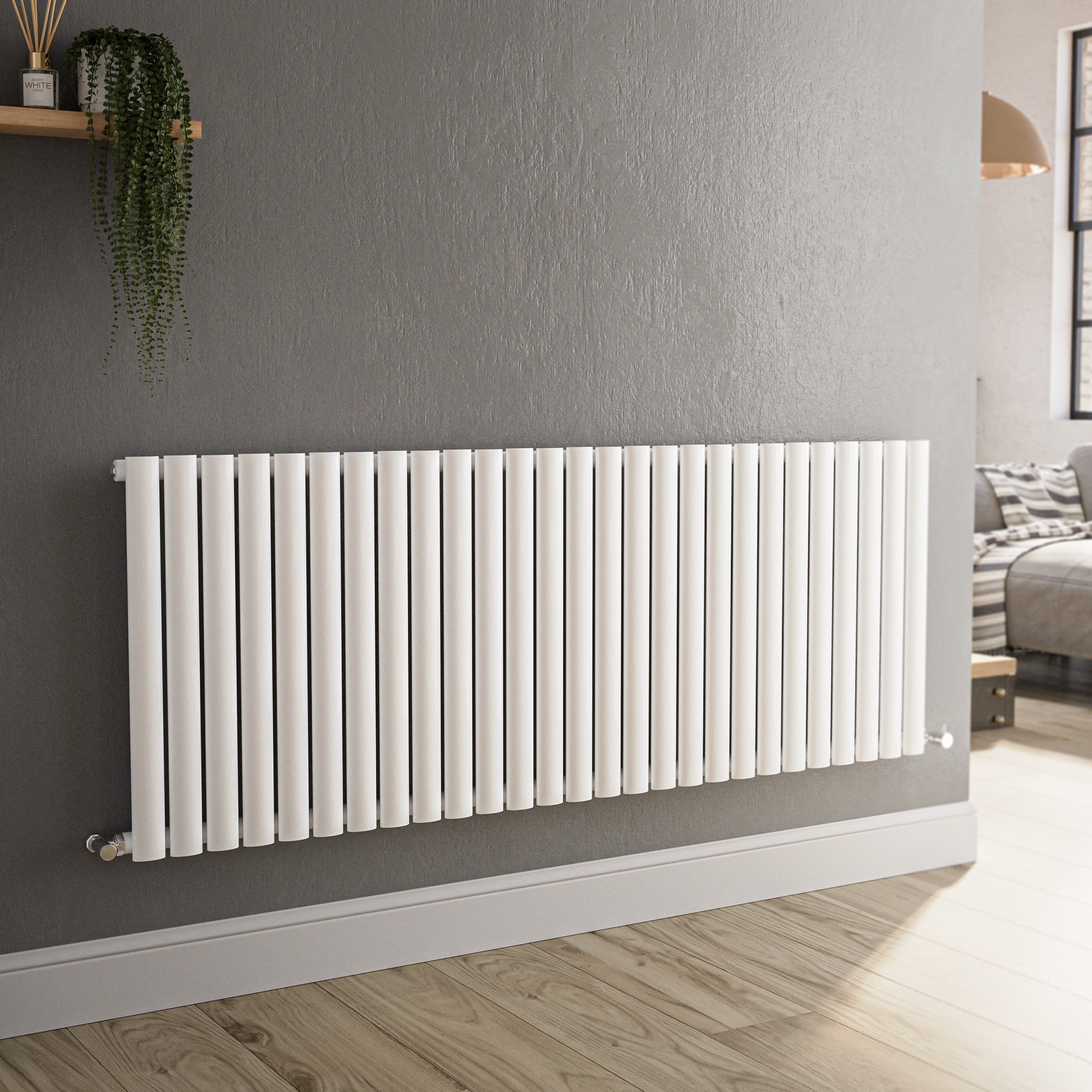 Sorrento White Horizontal Oval Designer Radiator 600x1593mm Single ...
