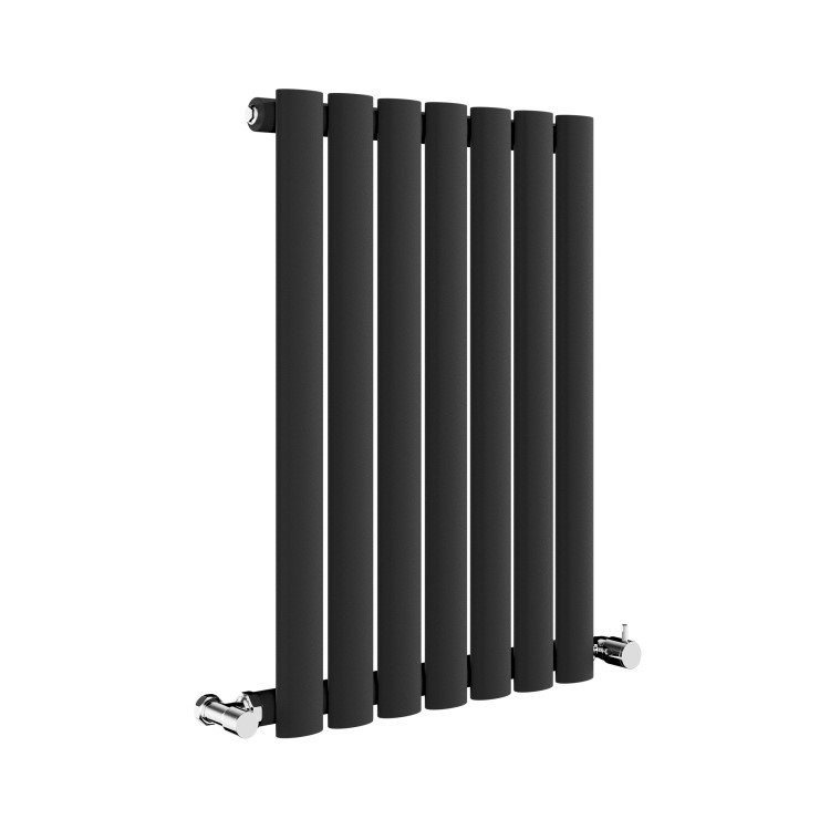 Sorrento Midnight Black Horizontal Oval Designer Radiator 600x413mm Single Panel 1103 BTU