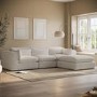 Large Beige Boucle Reversible 4 Seater Chaise Corner Sofa - Hudson
