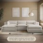 Large Beige Boucle Reversible 4 Seater Chaise Corner Sofa - Hudson