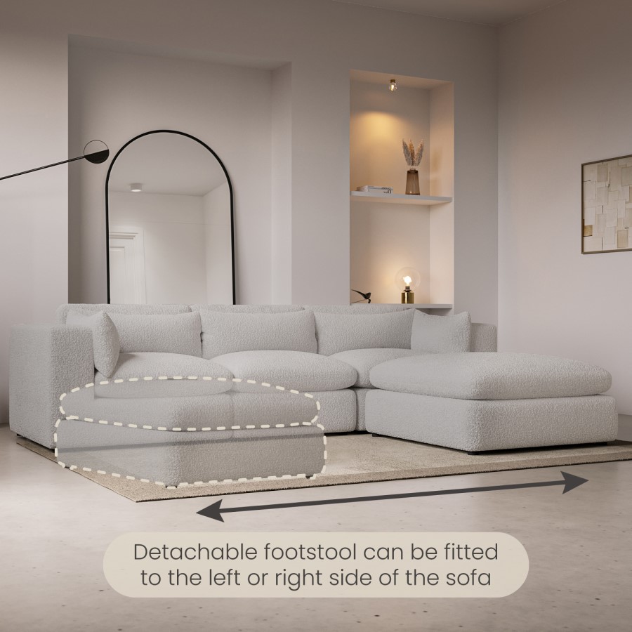 ALMOST PERFECT - Beige Boucle 4 Seater Modular Sofa - Hudson