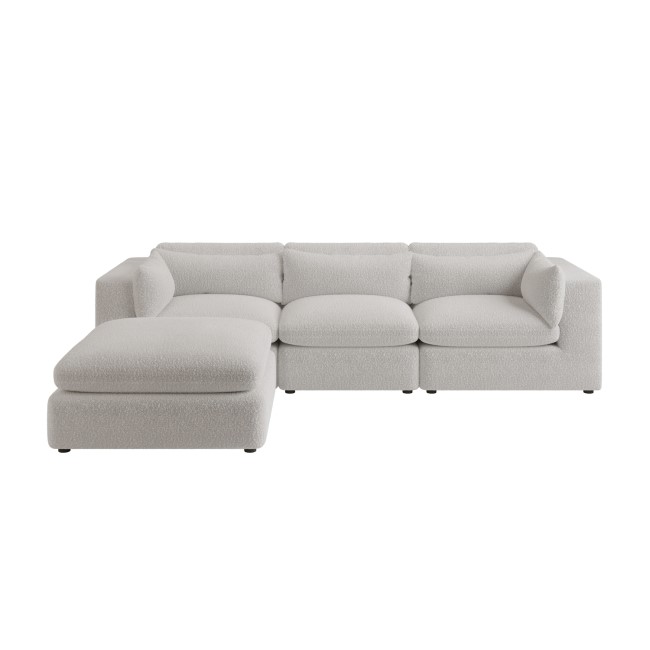 Large Beige Boucle Reversible 4 Seater Corner Sofa - Hudson