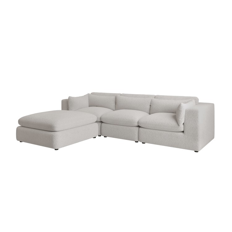 Large Beige Boucle Reversible 4 Seater Chaise Corner Sofa - Hudson