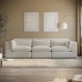 Beige Boucle 4 Seater Sofa - Hudson
