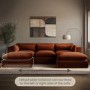 GRADE A2 - Large Burnt Orange Velvet Reversible 4 Seater Chaise Corner Sofa - Hudson