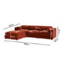 ALMOST PERFECT - Hudson Rust Velvet 4 Seater L Shaped Sofa
