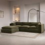ALMOST PERFECT - Hudson Khaki Green Velvet 4 Seater L Shaped Sofa