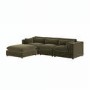 Large Khaki Green Velvet Reversible 4 Seater Chaise Corner Sofa - Hudson
