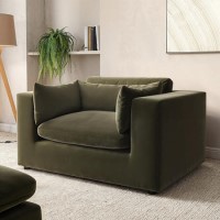 ALMOST PERFECT - Khaki Green Velvet Cuddle Chair - Hudson
