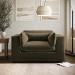 Khaki Green Velvet Modern Love Seat - Hudson