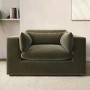ALMOST PERFECT - Khaki Green Velvet Cuddle Chair - Hudson