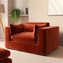 ALMOST PERFECT - Burnt Orange Velvet Cuddle Chair - Hudson