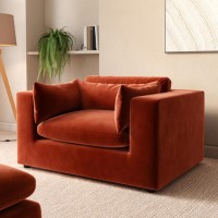 ALMOST PERFECT - Burnt Orange Velvet Cuddle Chair - Hudson
