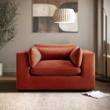 HSN010 Burnt Orange Velvet Cuddle Chair - Hudson
