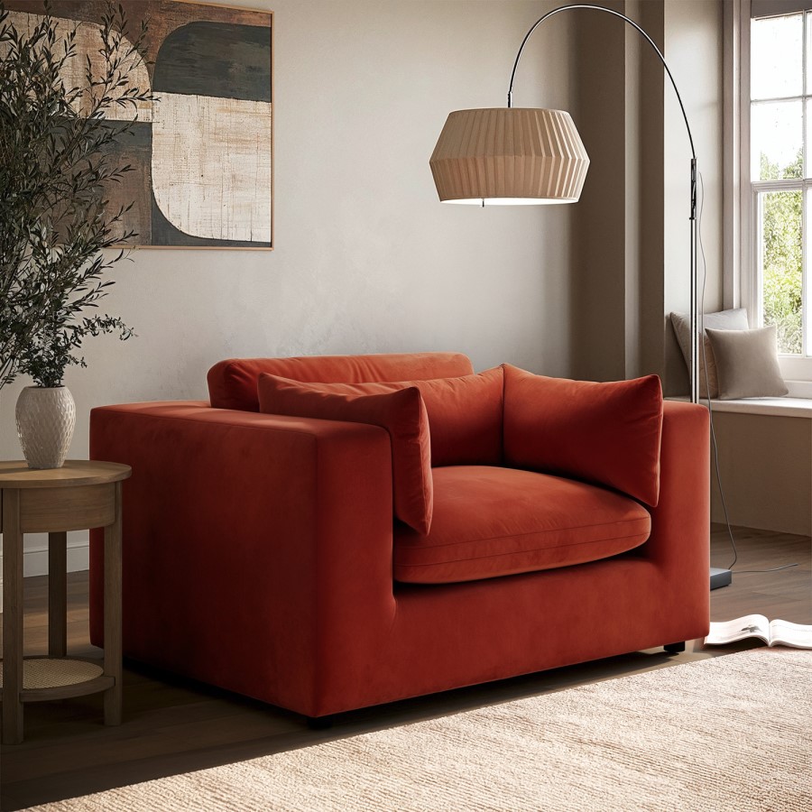ALMOST PERFECT - Hudson Orange Velvet Cuddle Chair