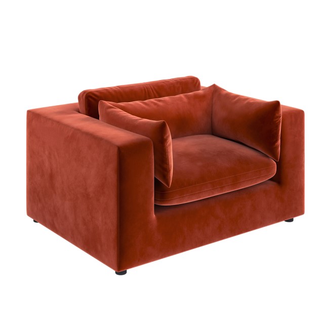 Burnt Orange Velvet Cuddle Chair - Hudson