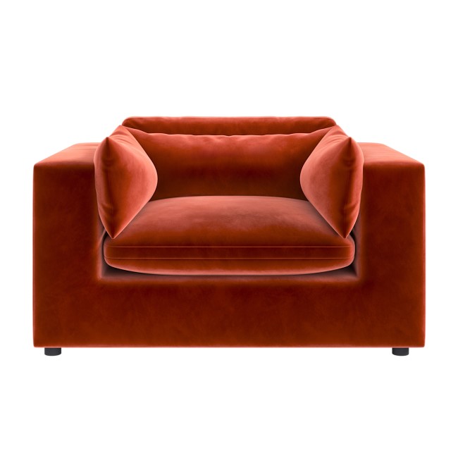 Burnt Orange Velvet Cuddle Chair - Hudson