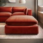 Burnt Orange Velvet Footstool - Hudson