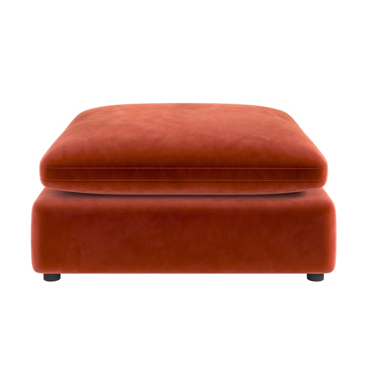 Burnt Orange Velvet Footstool - Hudson