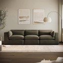 A2/HSN013 ALMOST PERFECT - Hudson Khaki Green Velvet 4 Seater Sofa