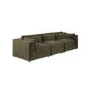 Large Khaki Green Velvet 4 Seater Sofa - Hudson