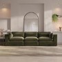 GRADE A2 - Large Khaki Green Velvet 4 Seater Sofa - Hudson