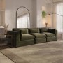 GRADE A2 - Large Khaki Green Velvet 4 Seater Sofa - Hudson