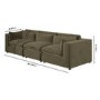 Large Khaki Green Velvet 4 Seater Sofa - Hudson