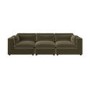 Large Khaki Green Velvet 4 Seater Sofa - Hudson