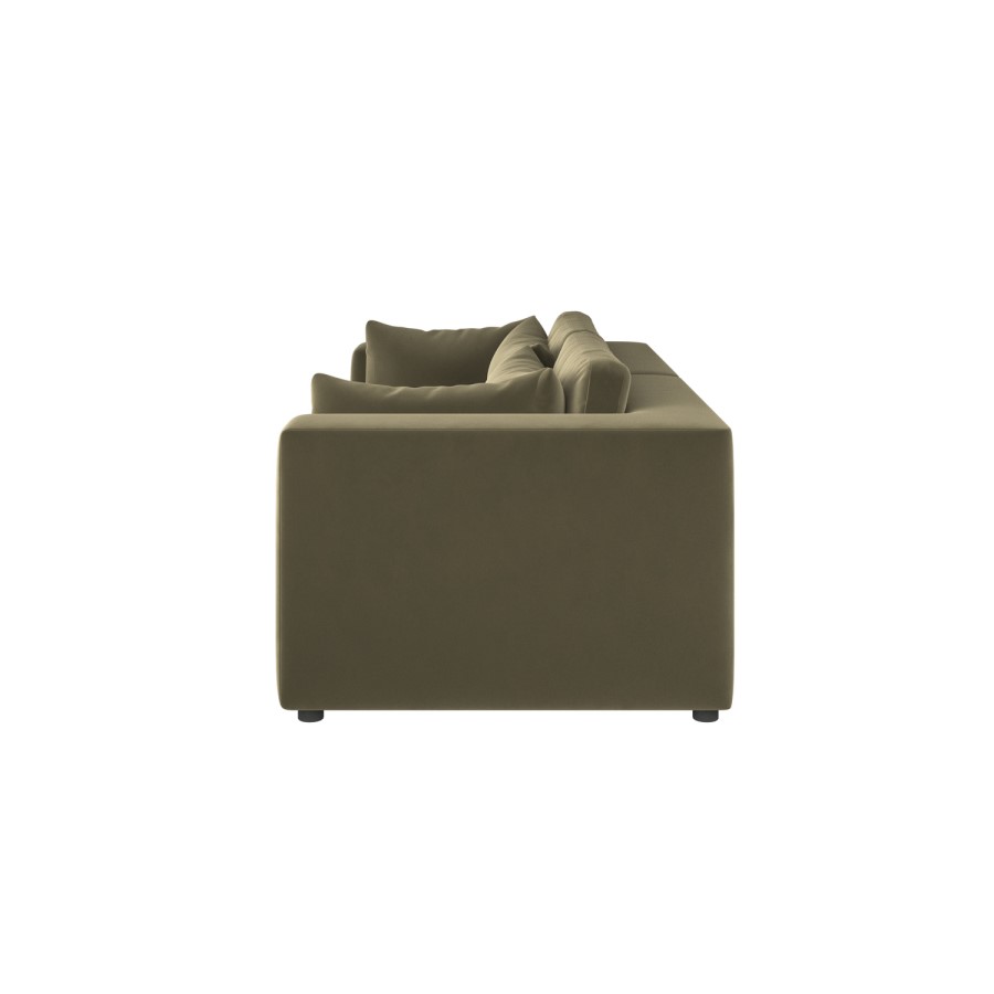 ALMOST PERFECT - Hudson Khaki Green Velvet 3 Seater Sofa
