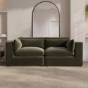 A1/HSN014 ONLY OPENED - Hudson Khaki Green Velvet 3 Seater Sofa