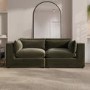 Khaki Green Velvet 3 Seater Sofa - Hudson