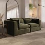 ALMOST PERFECT - Hudson Khaki Green Velvet 3 Seater Sofa
