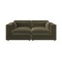 Khaki Green Velvet 3 Seater Sofa - Hudson