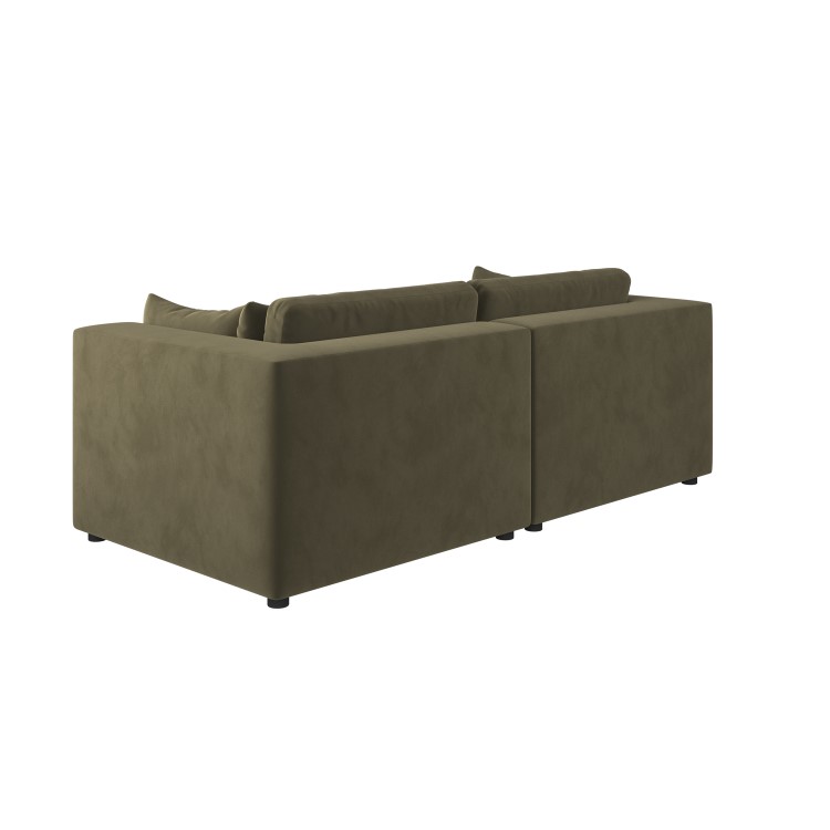 Khaki Green Velvet 3 Seater Sofa - Hudson