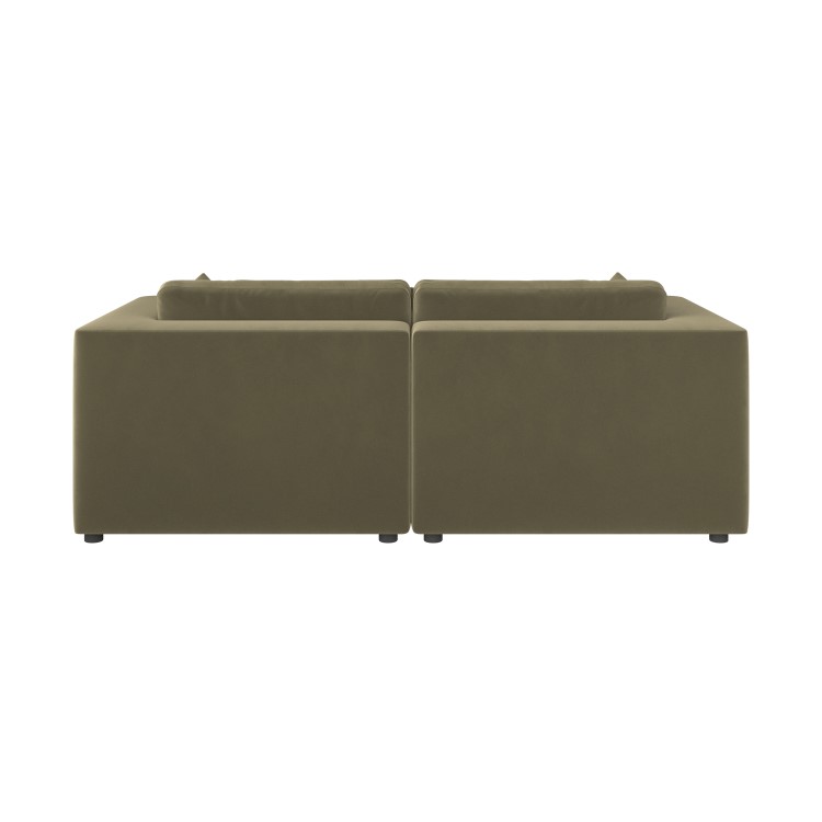 Khaki Green Velvet 3 Seater Sofa - Hudson