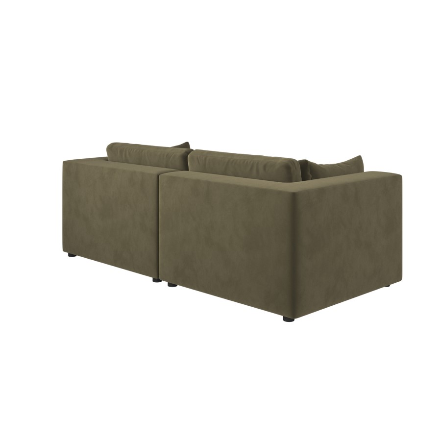 ALMOST PERFECT - Khaki Green Velvet 3 Seater Sofa - Hudson